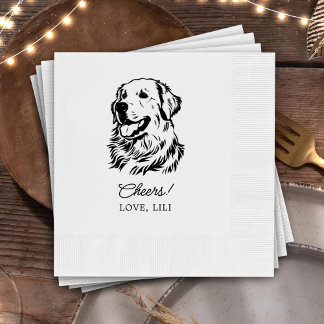 Golden Retriever Dog Personalised Cheers Napkin