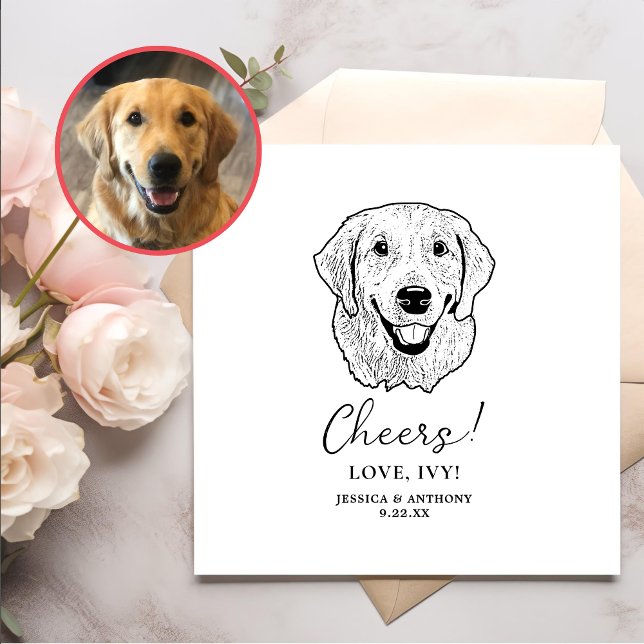 Golden Retriever Dog Personalised Cheers Napkin (Creator Uploaded)