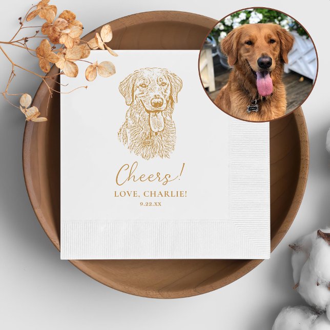 Golden Retriever Dog Personalised Cheers Napkin (Creator Uploaded)