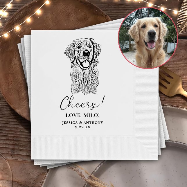 Golden Retriever Dog Personalised Cheers Napkins (Creator Uploaded)