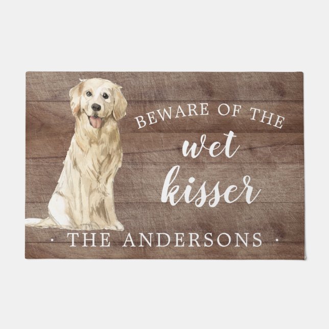 Golden Retriever Dog Personalised Door Mat (Front)