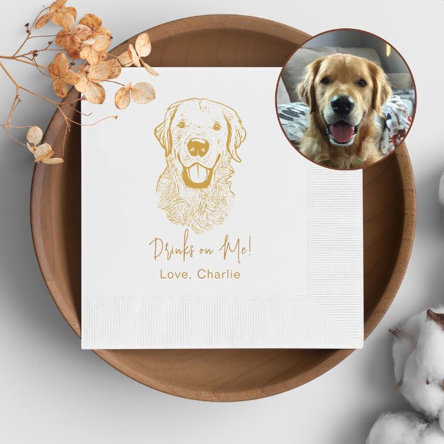 Golden Retriever Dog Personalised Drink On Me Napkin (Creator Uploaded)