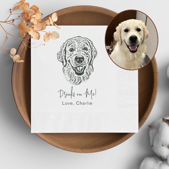 Golden Retriever Dog Personalised Drink On Me Napkin (Creator Uploaded)