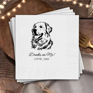 Golden Retriever Dog Personalised Drinks On Me Napkin