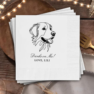Golden Retriever Dog Personalised Drinks On Me Napkin