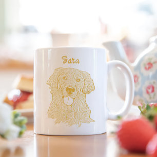 Golden Retriever Dog Personalised Hand Drawing Coffee Mug