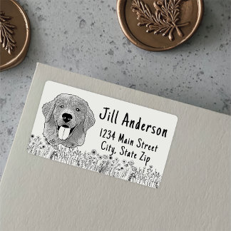 Golden Retriever Dog Personalised Hand Drawing Label