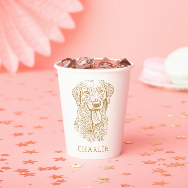 Golden Retriever Dog Personalised Hand Drawing Pap Paper Cups (Insitu)
