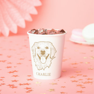 Golden Retriever Dog Personalised Hand Drawing Paper Cups