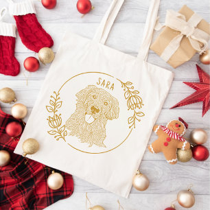 Golden Retriever Dog Personalised Hand Drawing Tote Bag