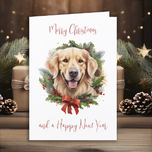 Golden Retriever Dog Personalised Merry Christmas Holiday Card