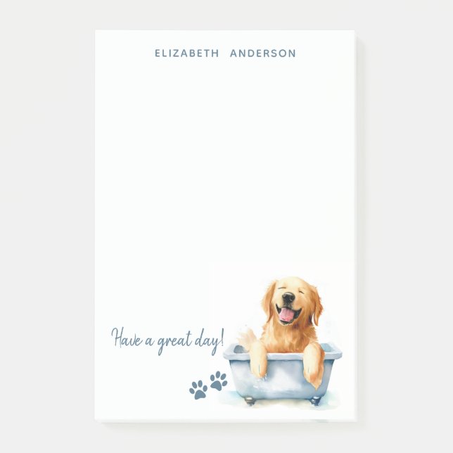 Golden Retriever Dog Personalised Post-it Notes (Front)