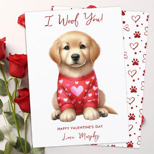 Golden Retriever Dog Personalised Valentines Day Holiday Card