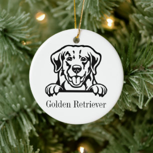 golden retriever dog personalized name ceramic tree decoration
