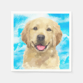 Golden Retriever Dog Pet Animal Watercolor Napkin