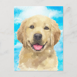 Golden Retriever Dog Pet Animal Watercolor Postcard