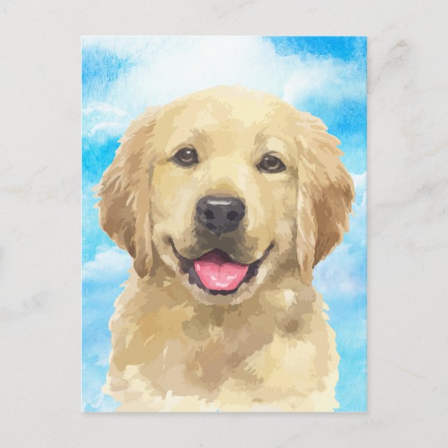 Golden Retriever Dog Pet Animal Watercolor Postcard (Front)