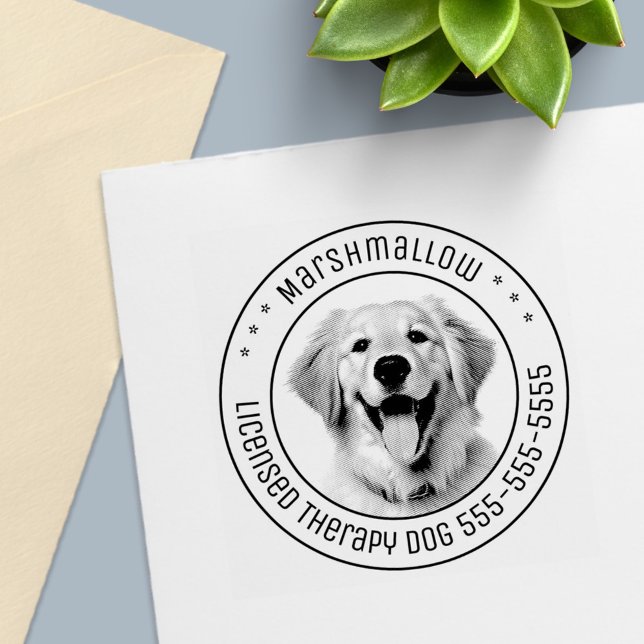 Golden Retriever Dog Pet Photo Round Self-inking Stamp (Creator Uploaded)