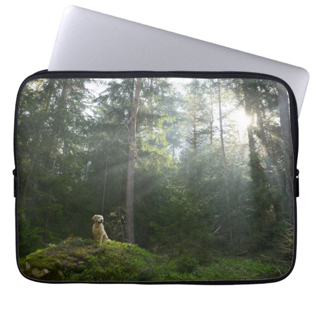 Golden Retriever Dog | Pine Woodland Laptop Sleeve (Front)