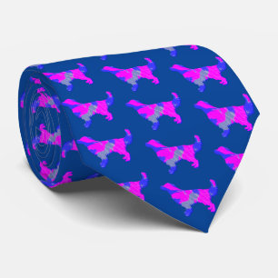 Golden Retriever Dog Pink Silhouette Blue Neck Tie