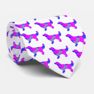 Golden Retriever Dog Pink Silhouette White Neck Tie