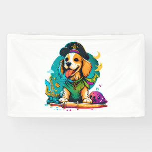 Golden Retriever Dog Pirate Banner