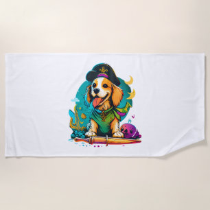 Golden Retriever Dog Pirate Beach Towel