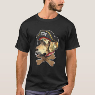 Golden Retriever Dog Pirate Bone Funny Halloween C T-Shirt