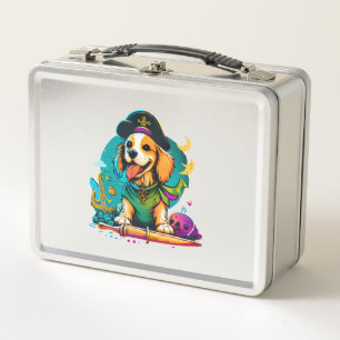 Golden Retriever Dog Pirate Metal Lunch Box