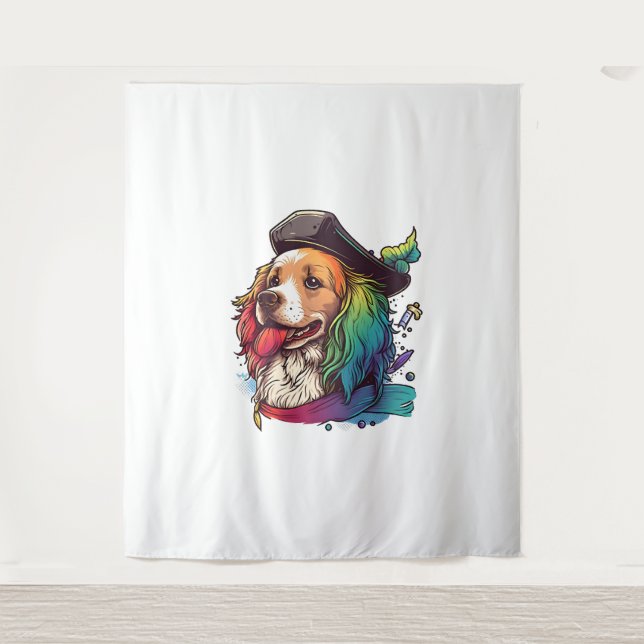 Golden Retriever Dog Pirate  Tapestry (Front)