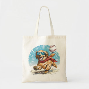 Golden Retriever Dog Playing Baseball Tote Bag