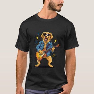 Golden Retriever Dog Playing Guitar Fun Music Love T-Shirt