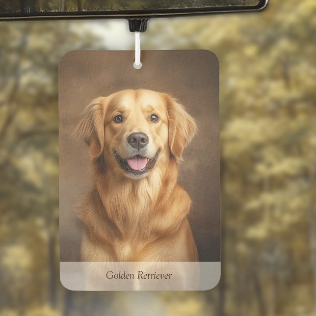 Golden Retriever Dog Portrait Car Air Freshener (Golden Retriever Dog Portrait Air Freshener)