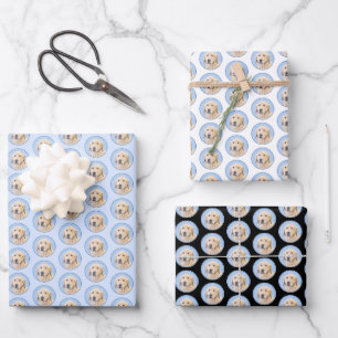 Golden Retriever dog portrait, original painting. Wrapping Paper Sheet