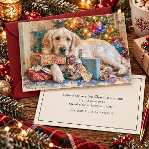 Golden Retriever Dog Presents Christmas Holiday Card