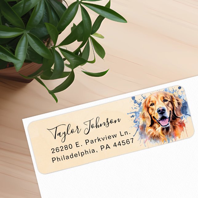 Golden Retriever Dog Return Address (Creator Uploaded)