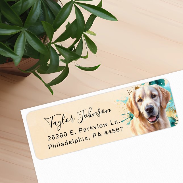 Golden Retriever Dog Return Address (Creator Uploaded)