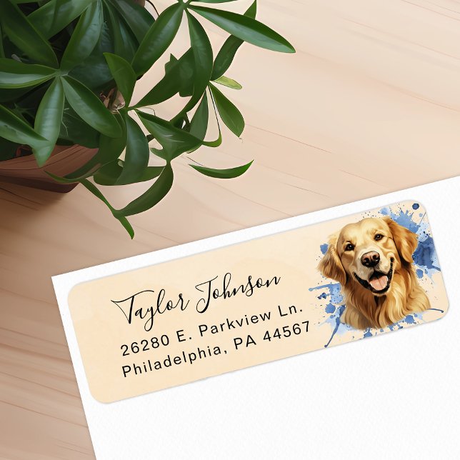 Golden Retriever Dog Return Address (Creator Uploaded)