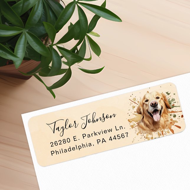 Golden Retriever Dog Return Address (Creator Uploaded)