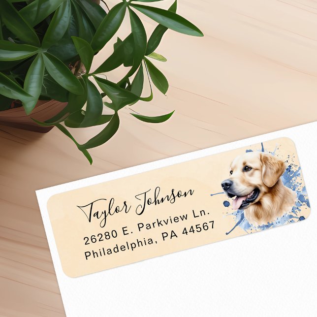Golden Retriever Dog Return Address (Creator Uploaded)