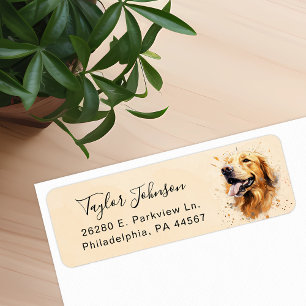 Golden Retriever Dog Return Address Label