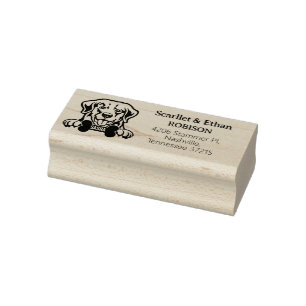 Golden Retriever Dog Return Address Rubber Stamp