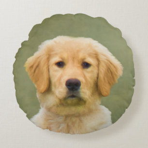 Golden Retriever Dog Round Cushion