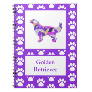 Golden Retriever Dog Silhouette Paw Purple PY&B Notebook