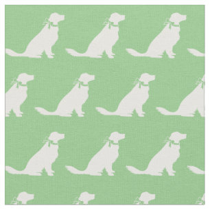 Golden Retriever Dog Silhouette Pet Sage Green Fabric