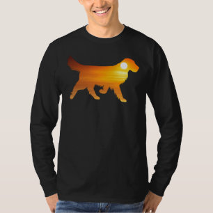 Golden Retriever Dog Silhouette Sunrise T-Shirt
