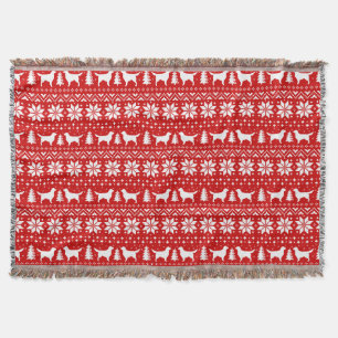 Golden Retriever Dog Silhouettes Christmas Holiday Throw Blanket