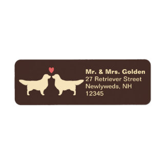 Golden Retriever Dog Silhouettes with Heart Couple
