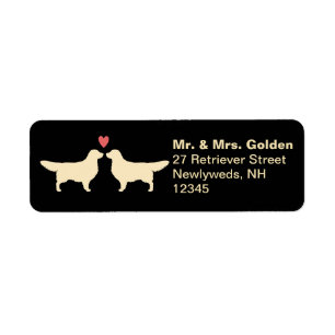 Golden Retriever Dog Silhouettes with Heart Couple