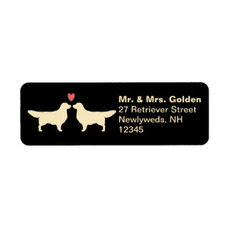 Golden Retriever Dog Silhouettes with Heart Couple